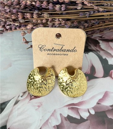 PENDIENTE ARRUGADO ACERO ORO