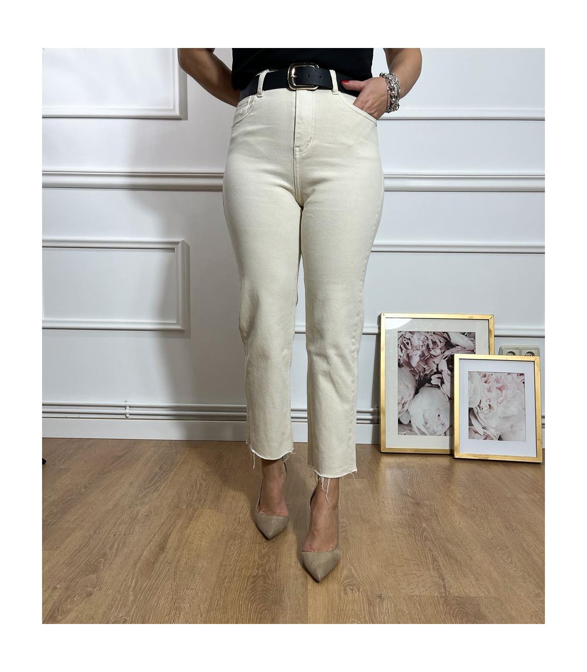 JEANS RECTO STRAIGHT BEIGE