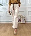 PANTALON VUELTA CINTURON BEIGE