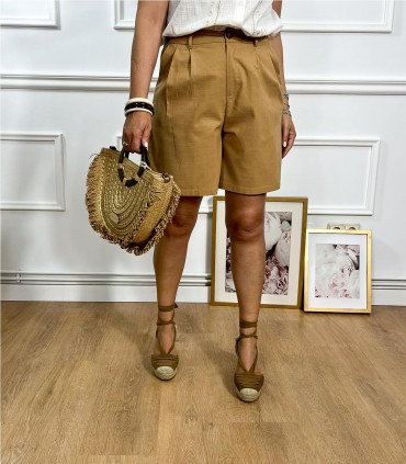 SHORT LINO BOLSILLO FRANCES CAMEL