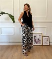 PANTALON ANCHO ESTAMPADO NEGRO
