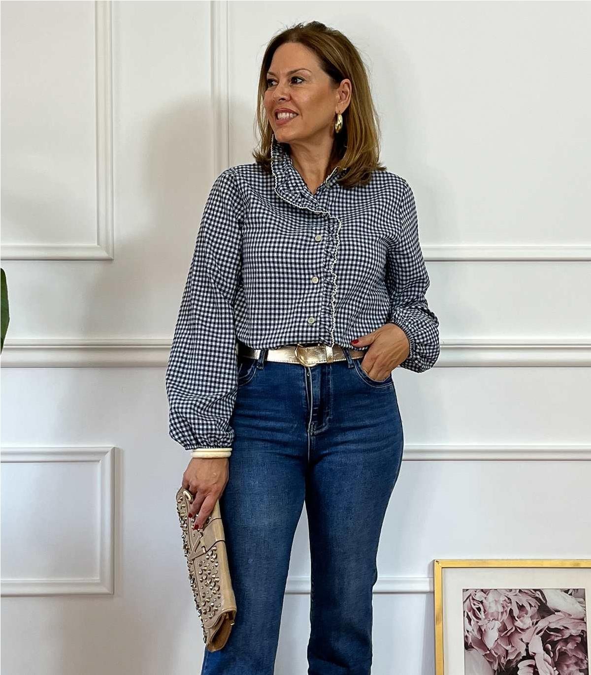 BLUSA CUADRO VICHY AZUL