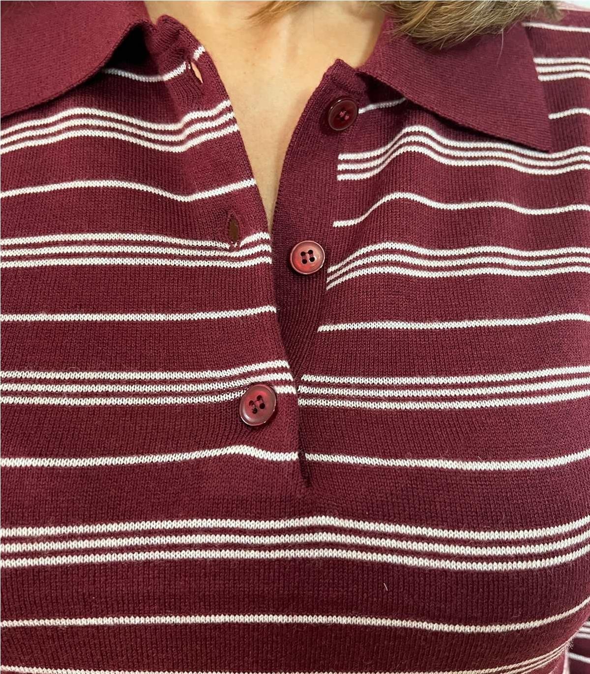 POLO PUNTO RAYAS BURDEOS