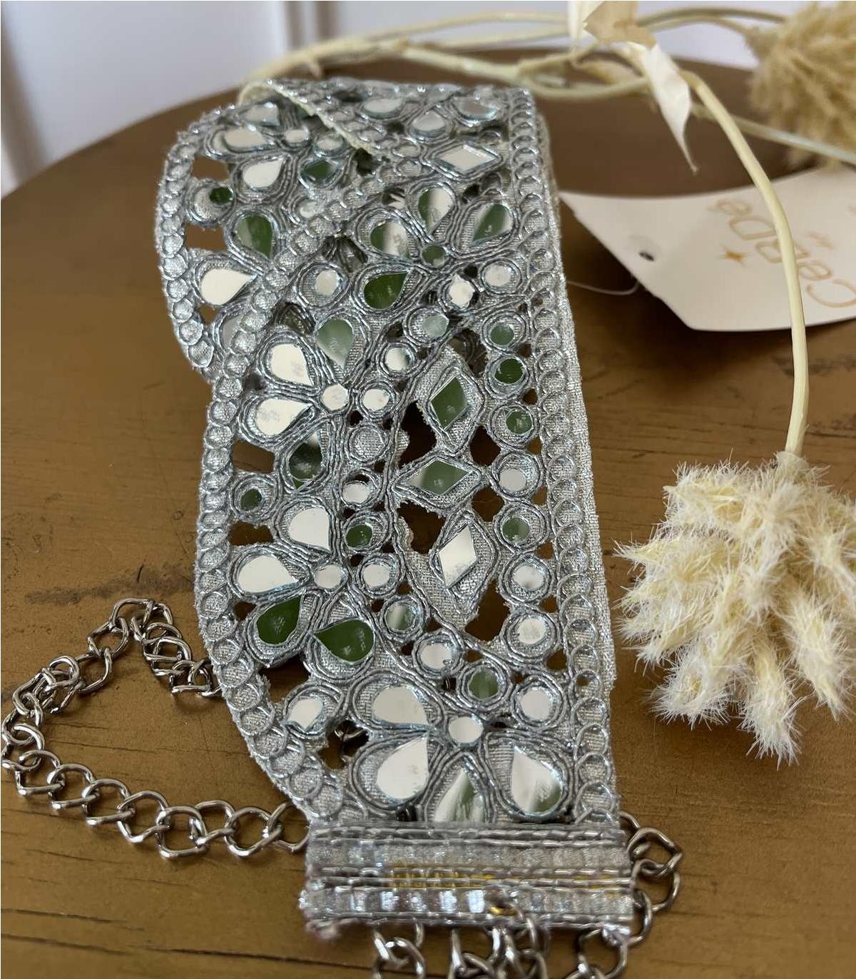 CINTURON CRISTALES PLATA