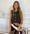 CHALECO TACHAS MARRON
