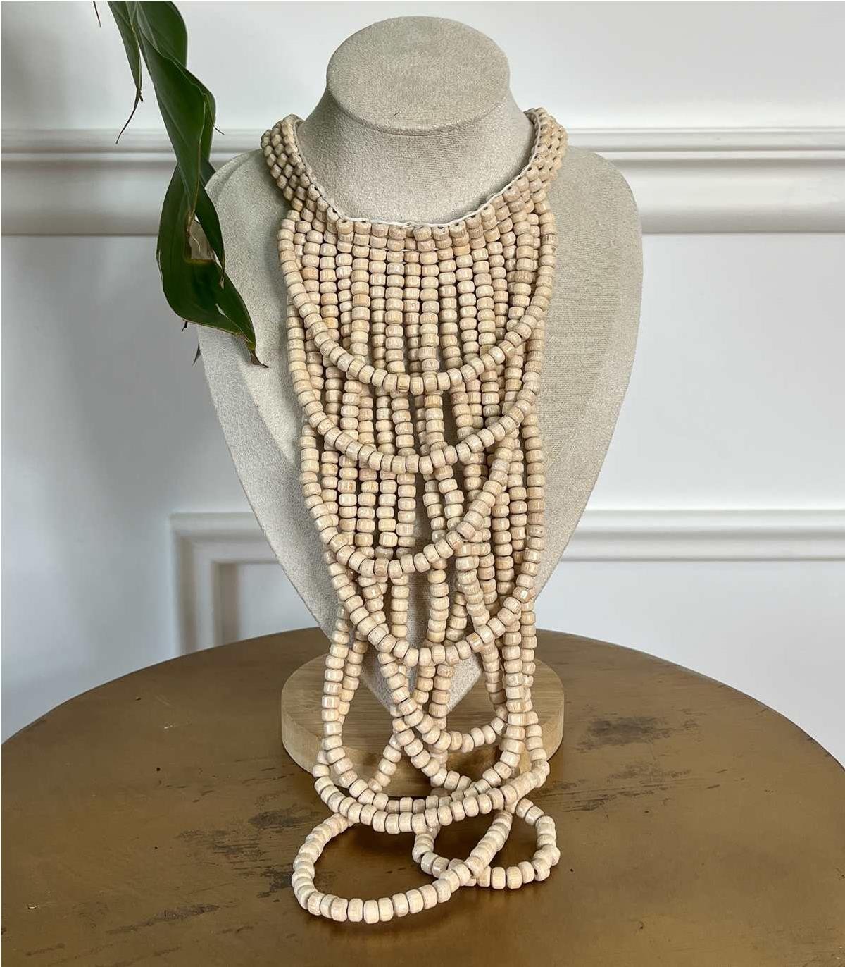 COLLAR BOLAS PIEDRAS BLANCO
