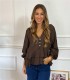 BLUSA VOLANTE MARRON