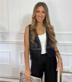 CHALECO FLECOS TACHAS NEGRO