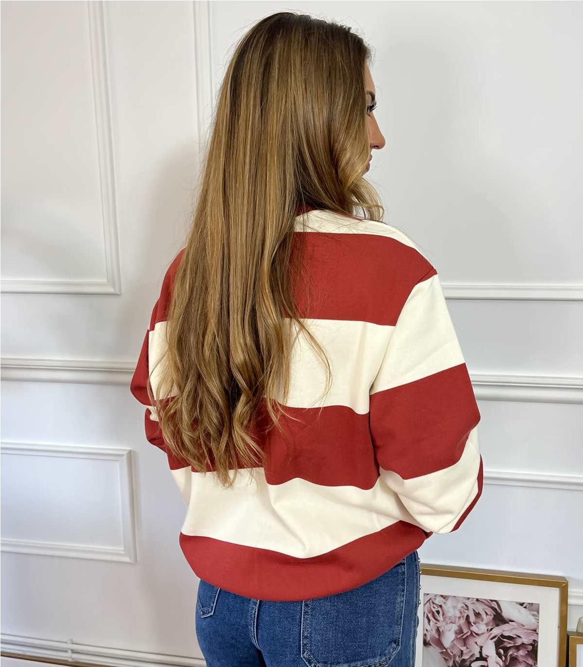 SUDADERA RAYAS BURDEOS