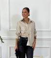 CAMISA RAYAS 1 BOLSILLO BEIGE