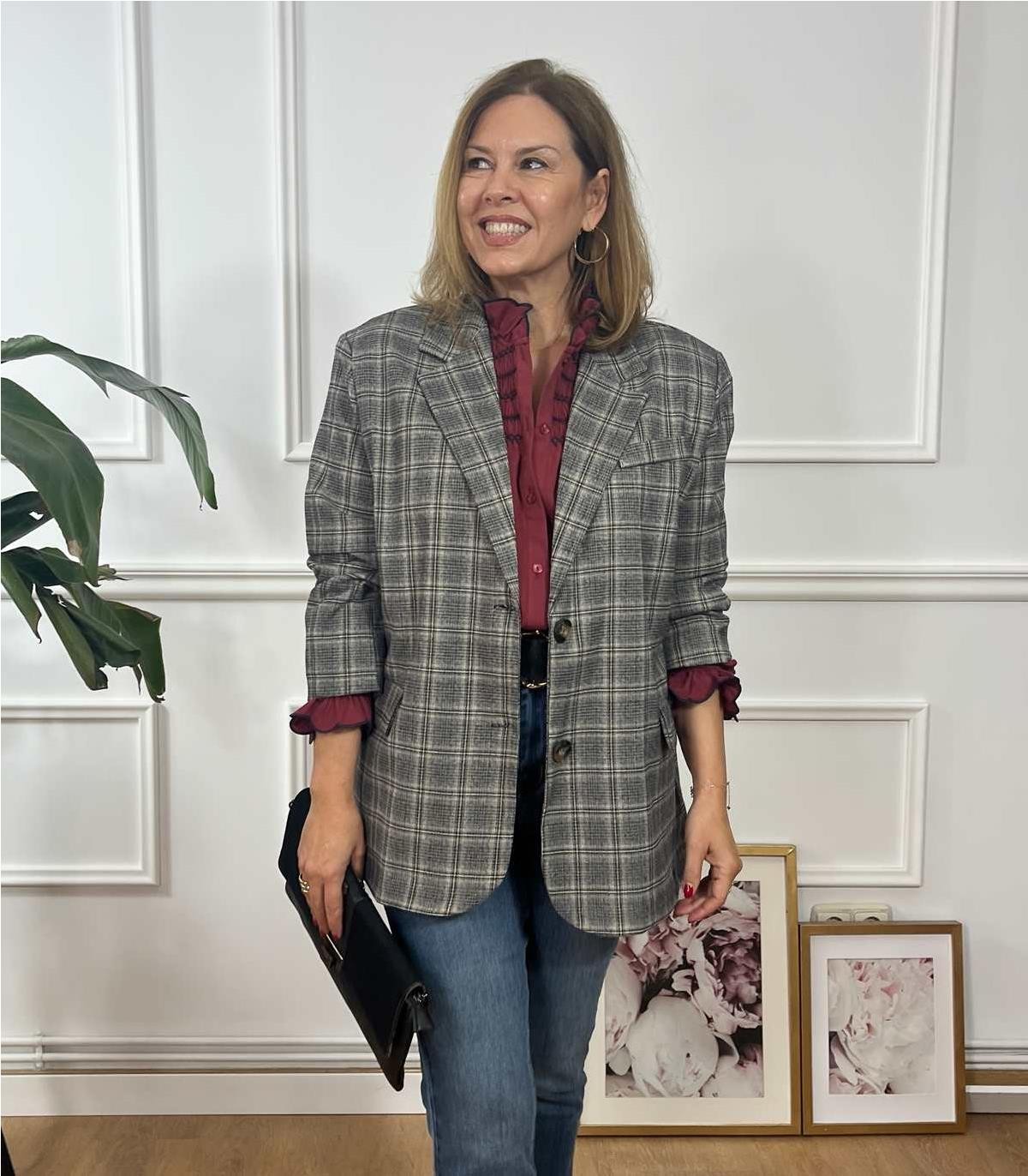 BLAZER CUADRO GALES GRIS