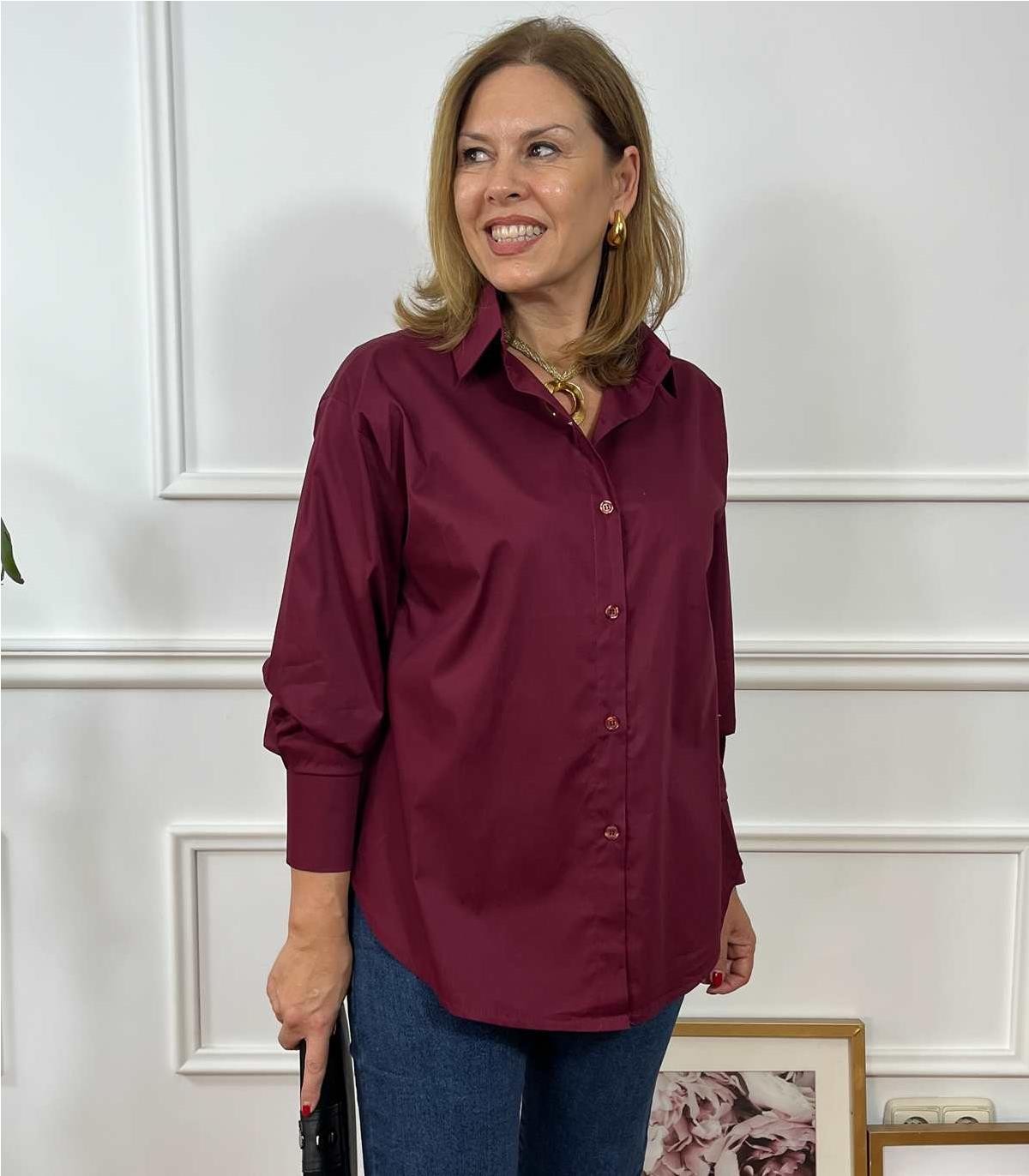 CAMISA OVERSIZE BASICA BURDEOS