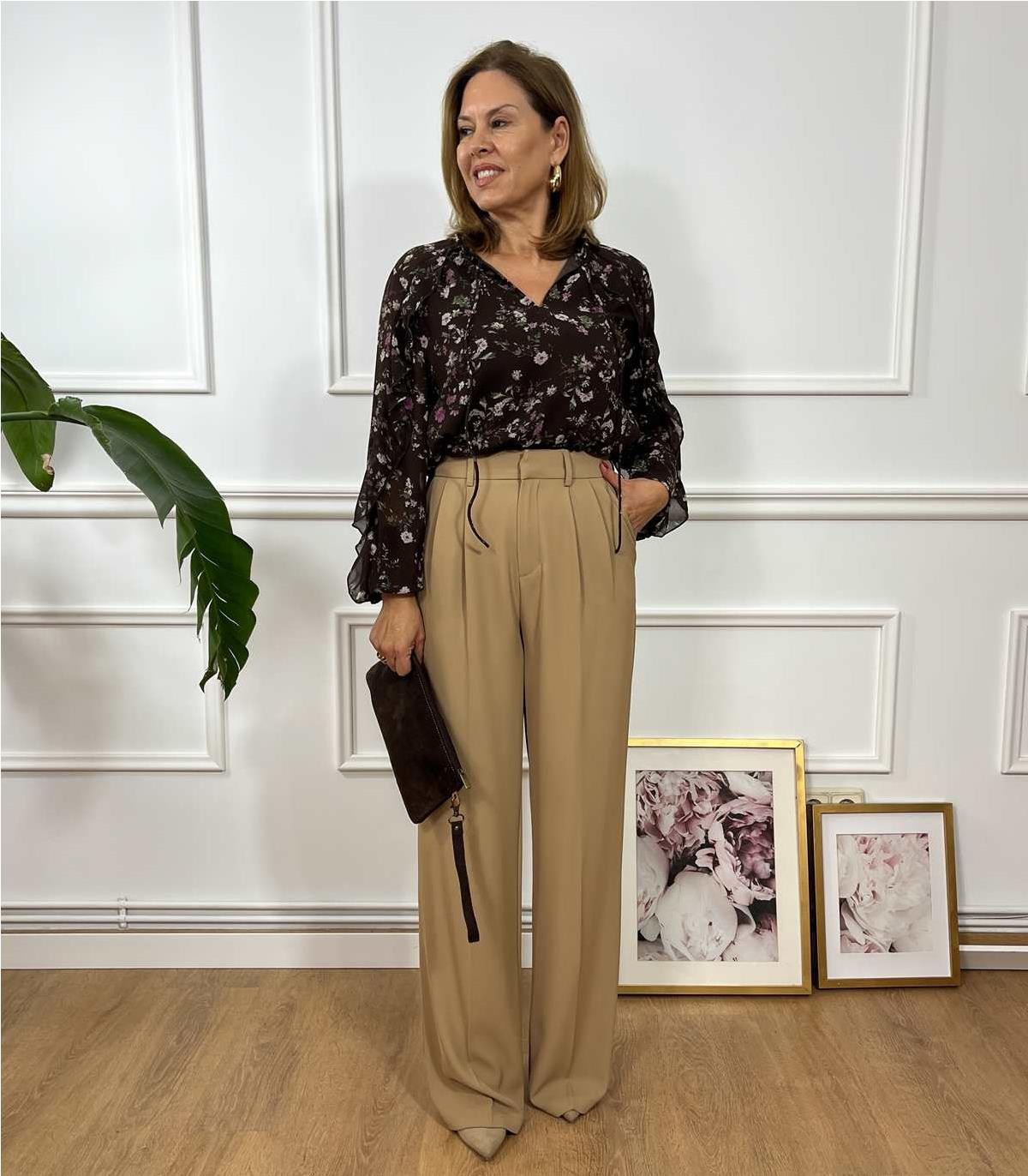 BLUSA JAIDY FLORES MARRON