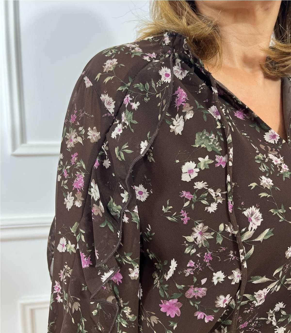 BLUSA JAIDY FLORES MARRON