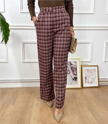 PANTALON EDINBURGO CUADROS BURDEOS