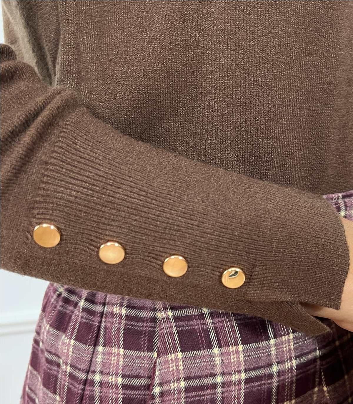 JERSEY BASICO BOTONES MARRON