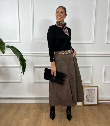 FALDA ANTELINA CINTURON ANIMAL MARRON