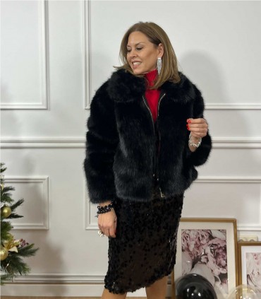 CHAQUETA PELO CREMALLERA NEGRO